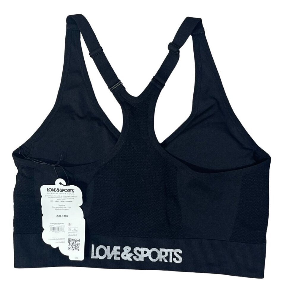 New Love & Sports Bra Athletic Black Soot Crossback Size XXL (20) - Picture 2 of 6